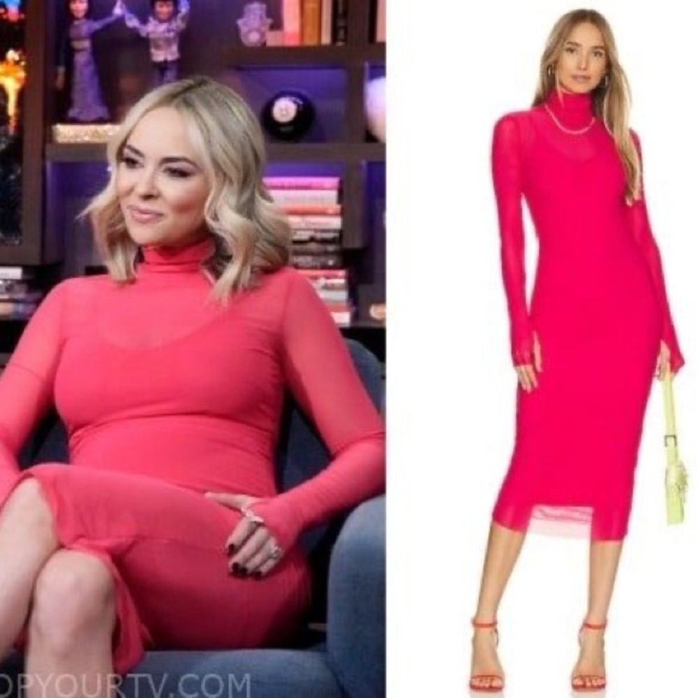 AFRM Shailene Mesh Dress Azalea Pink- Small - Picture 4 of 6